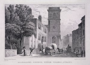 All Hallows the Great, Londres, c. 1829 de J Hinchcliff