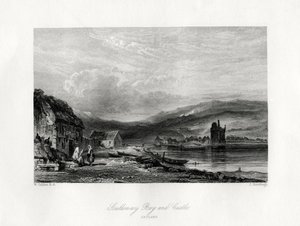 Bahía de Scalloway y castillo, Zetland, siglo XIX de J. Horsburgh