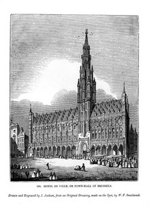 Hotel de Ville, o ayuntamiento de Bruselas, 1843 de J. Jackson