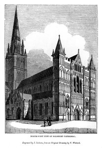 Vista noroeste de la Catedral de Salisbury, 1843 de J. Jackson