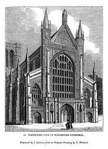 Vista noroeste de la Catedral de Winchester, 1843 de J. Jackson