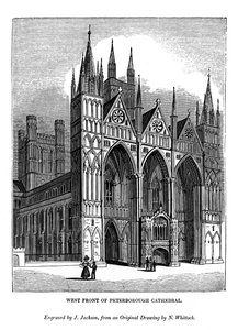Fachada oeste de la Catedral de Peterborough, 1843 de J. Jackson