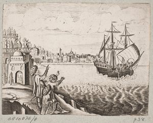 Ilustración para Adam Olearius, "Persianischer Rosenthal von einem Sinnreichen Poeten Schich Saadi [...]", Schleswig 1660
