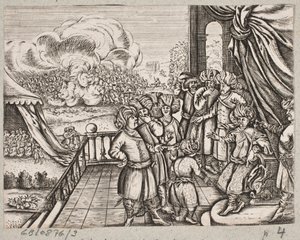 Ilustración para Adam Olearius, "Persianischer Rosenthal von einem Sinnreichen Poeten Schich Saadi [...]", Schleswig 1660
