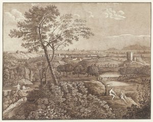 Paisaje italiano cerca de Roma de J. Pallard