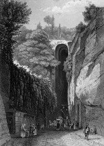 La gruta de Posillipo cerca de Nápoles, Italia, siglo XIX de J. Poppel