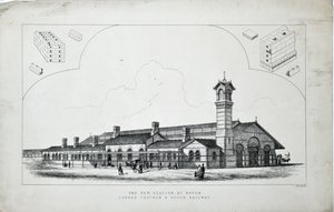 Nueva estación en Dovor (sic). Ferrocarril de Londres, Chatham y Dovor. 1860 (aguafuerte sobre papel) de J. R. Jobbins