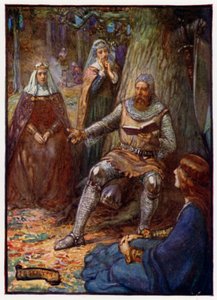 Robert the Bruce, Rey de Escocia, leyendo historias a sus seguidores, siglo XIV