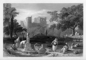 Un cementerio turco en Sidón, Líbano, 1841