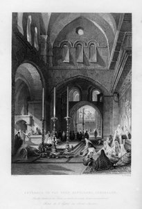 La entrada al Santo Sepulcro, Jerusalén, Israel de J. Redaway
