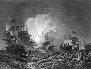 La Batalla del Nilo, Egipto, 1 de agosto de 1798 c1857 de J. Rogers