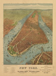 Mapa en perspectiva no dibujado a escala. Nueva York de J. W. Root and Tinker Williams