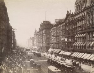 Vista de State Street mirando al norte desde Madison Street, Chicago, 1890 de J. W. Taylor