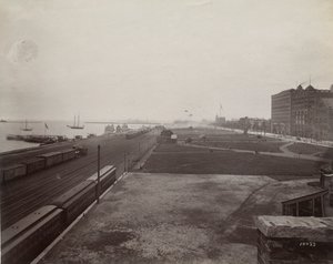 Vista al sur de la Avenida Michigan desde el lado oeste de las vías del Ferrocarril Central de Illinois, Chicago, c.1890 de J. W. Taylor