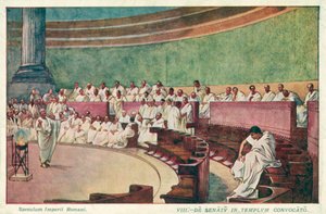 Cicerón atacando a Catilina en el senado de la antigua Roma