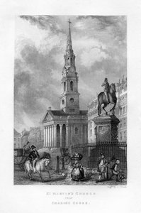Iglesia de San Martín desde Charing Cross, Londres, siglo XIX de J. Woods