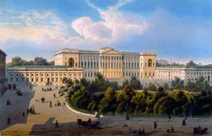 Palacio del Gran Duque Mikhail, vista desde la plaza, impreso por Schmidt y Chevalier, publicado por Lemercier, París, 1850s de J. after Charlemagne