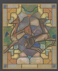 Diseño para una vidriera con dos gamos de Jaap Weyand