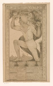 Hombre con pancarta y rama de flor
La escritura (título sobre el objeto)