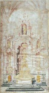 Dibujo del retablo mayor de Santa María de Igualada
