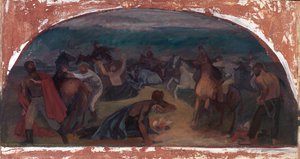 Ladrones de Ganado Sorprendidos por la Posse, estudio mural, Oficina de Correos de Burns, Oregón, 1941