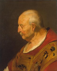 Cabeza de anciano con vestimenta eclesiástica