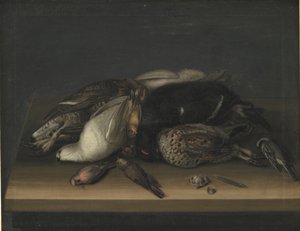 Aves acuáticas en una mesa de madera