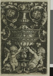 Ornamento con Jarrón y Dos Genios a los Pies de Jacob Binck
