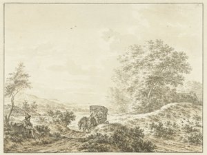 Paisaje montañoso con coche de turismo de Jacob  Cats