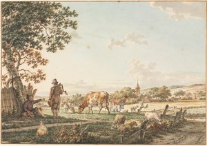 Paisaje pastoral con pueblo, 1799