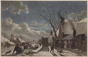 Noche de invierno en una ciudad holandesa, 1797 de Jacob Cats