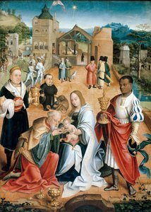 La adoración de los magos (Panel central del tríptico) de Jacob Claesz. von Utrecht