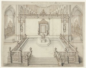 Salón del trono en St. Bavokerk en Gante para la investidura de Carlos VI, emperador de Alemania, en 1717 de Jacob Colin