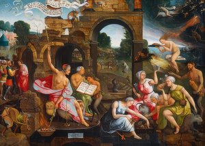 Saúl y la bruja de Endor de Jacob Cornelisz van Oostsanen