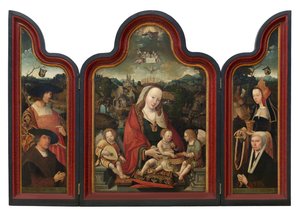 Tríptico de Pompeyo Otón y su esposa Gerbich Claesdr (óleo sobre tabla) de Jacob Cornelisz van Oostsanen