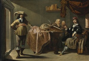 Limosna en una oficina de notario