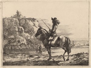 Paisaje fluvial con jinete de Jacob Duck
