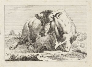 vaca mentirosa Seis grabados a partir de dibujos de varios maestros (título de la serie) de Jacob Elias van Varelen