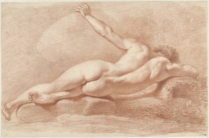 Desnudo masculino recostado, visto desde atrás de Jacob Ernst Marcus