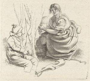 mujer ordeñando Impresiones de estudio / Etudes gravées (título de la serie) de Jacob Ernst Marcus