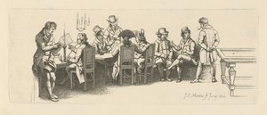Hombres en una cafetería con una sala de billar, 1814 de Jacob Ernst Marcus