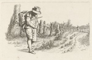 Viajero en un camino rural Impresiones de estudio / Etudes gravées (título de la serie) de Jacob Ernst Marcus