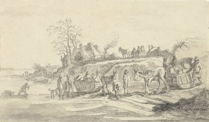 Trineo por la orilla de un río helado de Jacob Ernst Marcus
