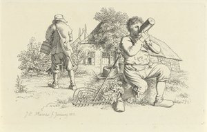 Dos granjeros en un patio Impresiones de estudio / Etudes gravées (título de la serie)