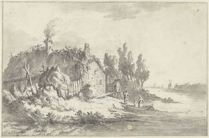 Una granja en ruinas junto a un río de Jacob Ernst Marcus