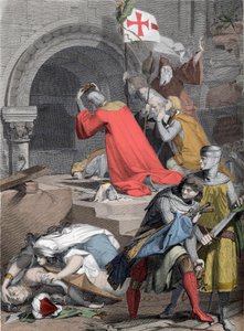 Godofredo de Bouillon (1058-1100) en Saint-Sepulcre, en 1099 - Godofredo de Bouillon en el Santo Sepulcro por Deininger - de Jacob Friedrich Deininger