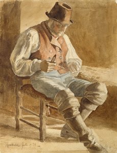 Pescador reparando una red, 1834 de Jacob Gensler