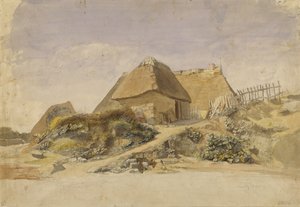 Cabañas de pescadores en la playa de Hopesberg, 1834 de Jacob Gensler