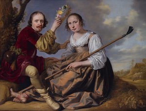 Una pareja en un paisaje pastoral de Jacob Gerritsz Cuyp