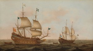 Un buque de guerra construido para Francia y un yate holandés a vela de Jacob Gerritz Loef
